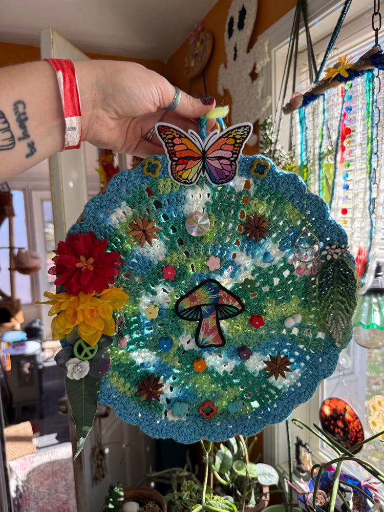 Image of Mushroom butterfly wall hanging 🦋✨🍄🌈