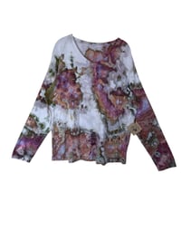 Image 2 of ♻️ UPCYCLED XXL Ladies Long Sleeve Top in Moody Watercolor Ice Dye