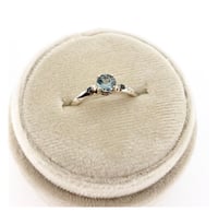 Image 3 of ice blue Australian sapphire and black diamond engagement ring