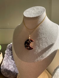 Image 3 of Gold Red Obsidian  Moon Necklace