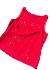 Image 3 of Embroidered Straight Neck Red Top L