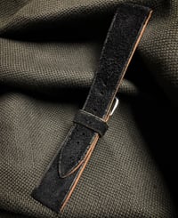 Image 1 of Butter Black Waxed Suede Watch Strap with Havana Edges