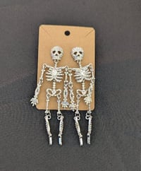 Silver & Rhinestone Skeleton Earrings 