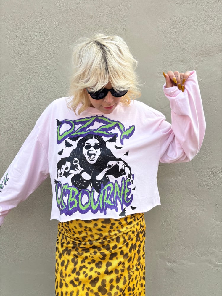 Image of Ozzy Osbourne crazy train graphic long sleeve tee