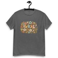 Image 2 of Unisex classic tee, Nurse Retro T-Shirt | Vintage Floral Nurse Graphic Tee