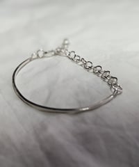 Image 1 of Sterling Silver Single Bar + Handmade Chain Bracelet 