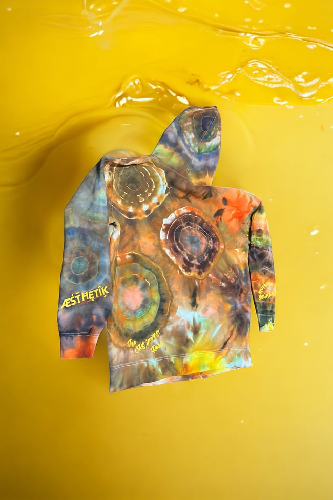 ICE DYED HEAVYWEIGHT HOODIE w/Geode (Green/Dutch Choc/Bright Yellow