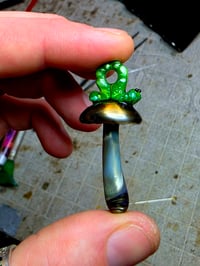 Image 1 of Mushroom pendant with lil inch worm bale 🐛🍄🫠