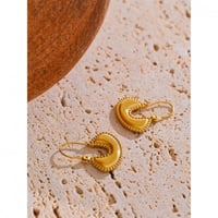 Image 5 of ARELY Boho Scolloped 18ct Gold Dangle Earrings