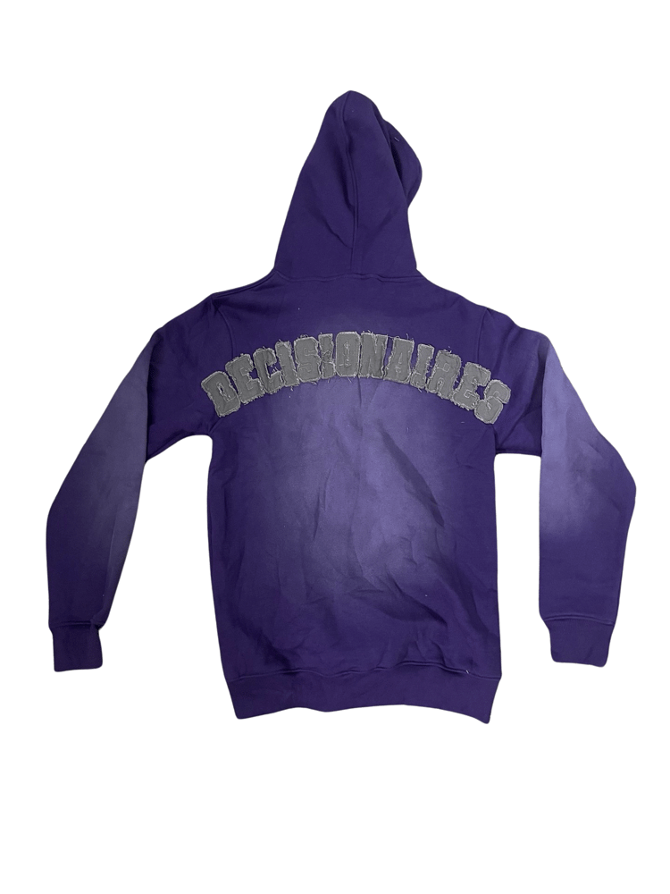 Image of Purple Distressed Reconstructed Hoodie in Zipup