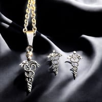 medical inspired necklace with earrings