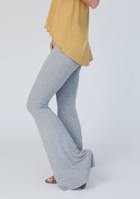 Image 8 of Cher Solid Raw Edge Flare Pants - Grey