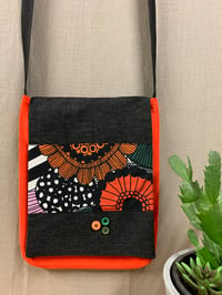 Image 1 of SHOULDER BAG - BLACK AND ORANGE MARIMEKKO