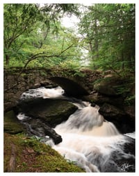 PRINT: NEW HAMPSHIRE WATERFALL UNDER STONE BRIDGE