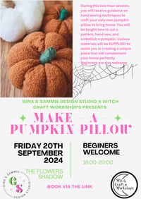 20th September: Pumpkin Pillow Crafting Workshop 🎃🧵