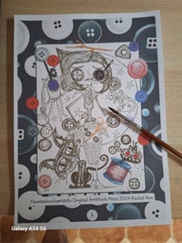 Image 1 of Black & White Coraline / Othermother Illustration. Ooak. Fan Art. Coraline Inspired Artwork.