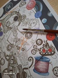 Image 4 of Black & White Coraline / Othermother Illustration. Ooak. Fan Art. Coraline Inspired Artwork.