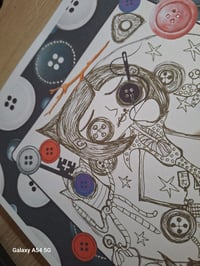 Image 5 of Black & White Coraline / Othermother Illustration. Ooak. Fan Art. Coraline Inspired Artwork.