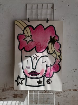 " Pink lady " Original 70 x 100 cm