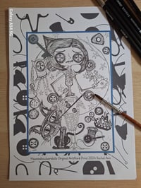 Image 1 of Black & White Coraline / Othermother Inspired Illustration. Custom Coraline Minime Coraline Art