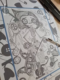 Image 2 of Black & White Coraline / Othermother Inspired Illustration. Custom Coraline Minime Coraline Art
