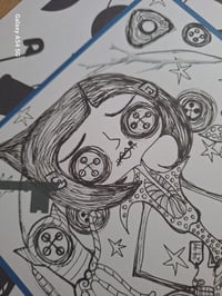 Image 5 of Black & White Coraline / Othermother Inspired Illustration. Custom Coraline Minime Coraline Art