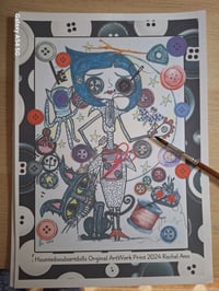Image 1 of Movie Inspired Coraline Illustration Hand Drawn Print/Picture. Home Decor. Alternative Art
