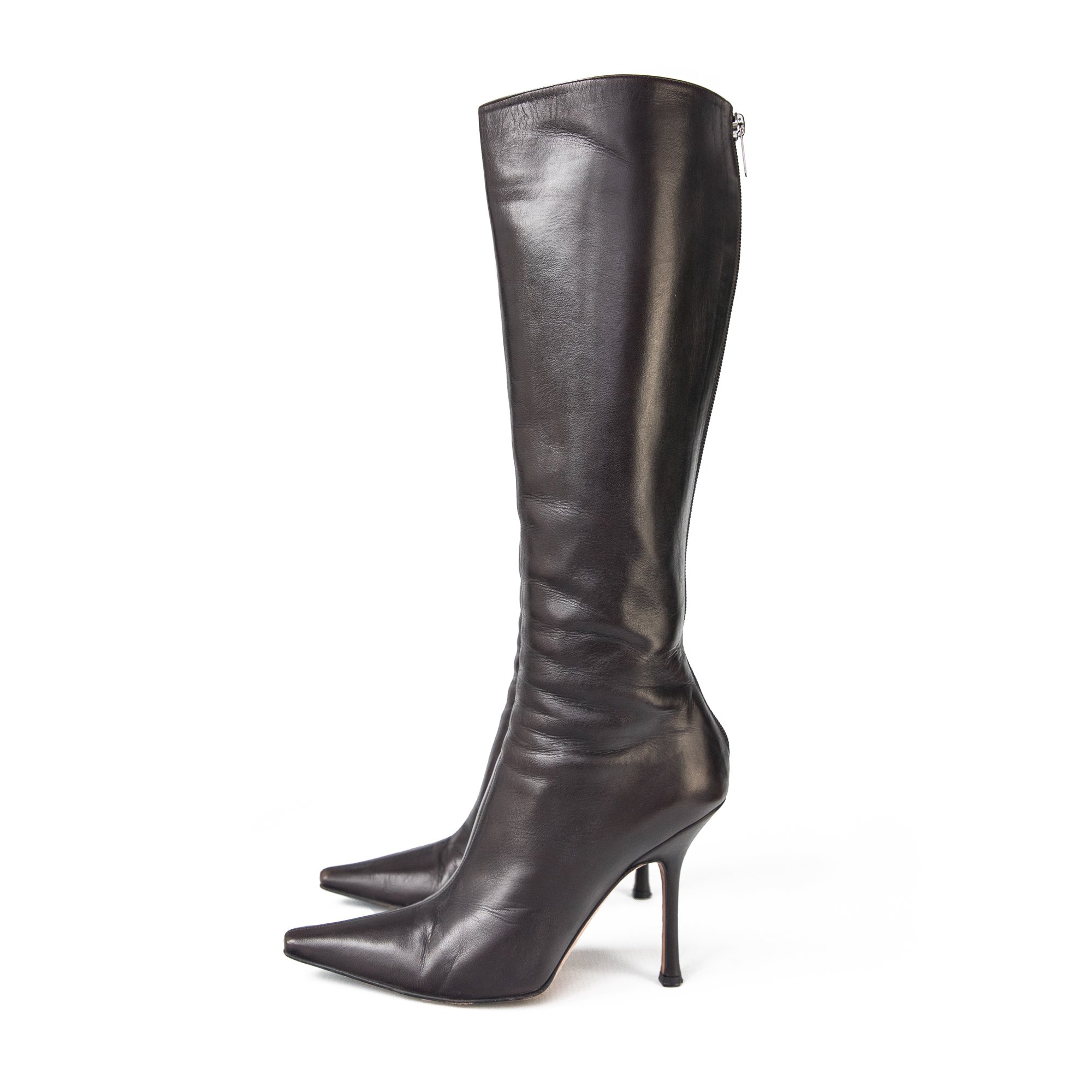 Image of Jimmy Choo Kid Leather Brown Knee High Boots