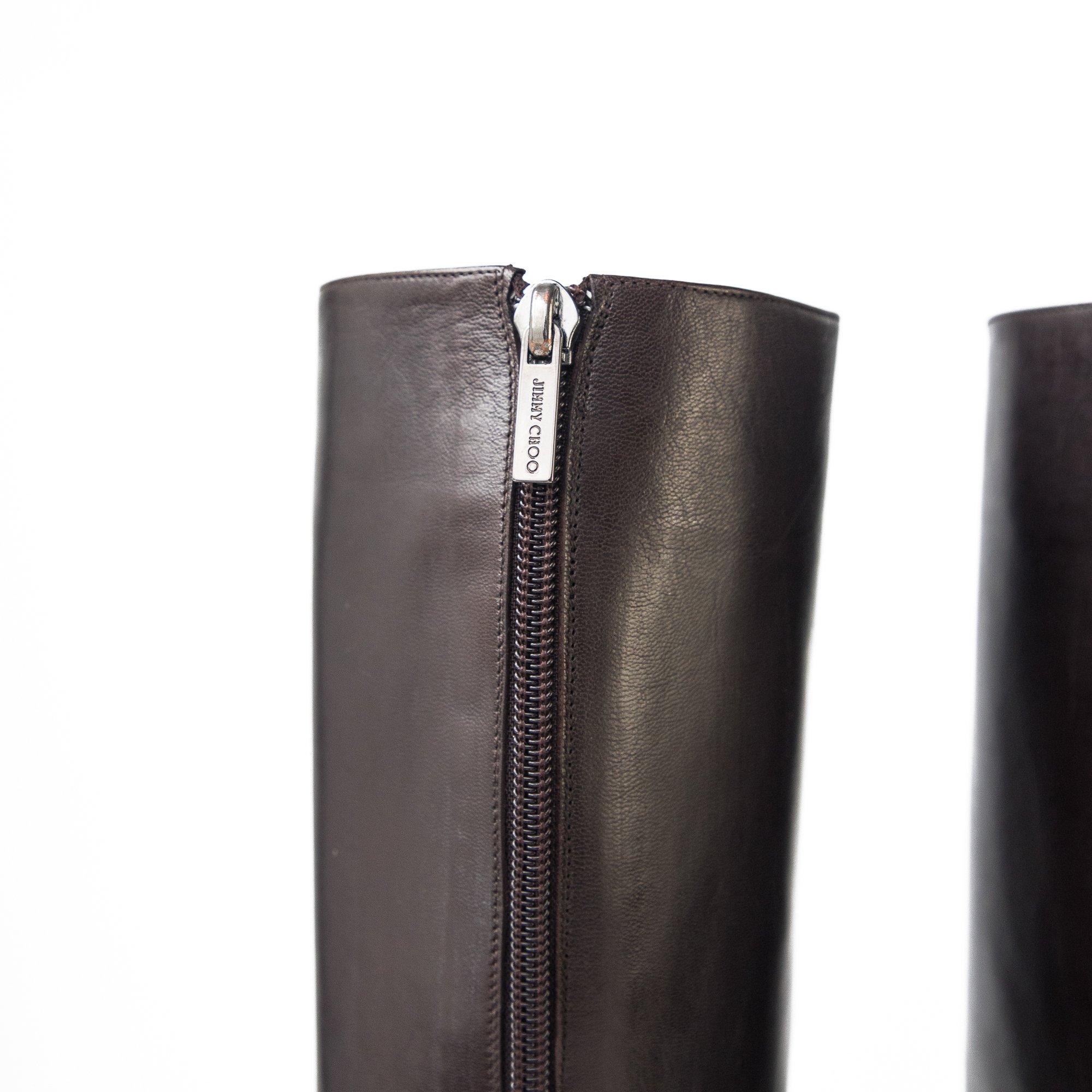 Image of Jimmy Choo Kid Leather Brown Knee High Boots