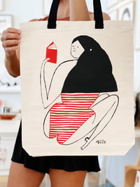 Image 1 of Lost in a Book • Screen-printed Tote Bag