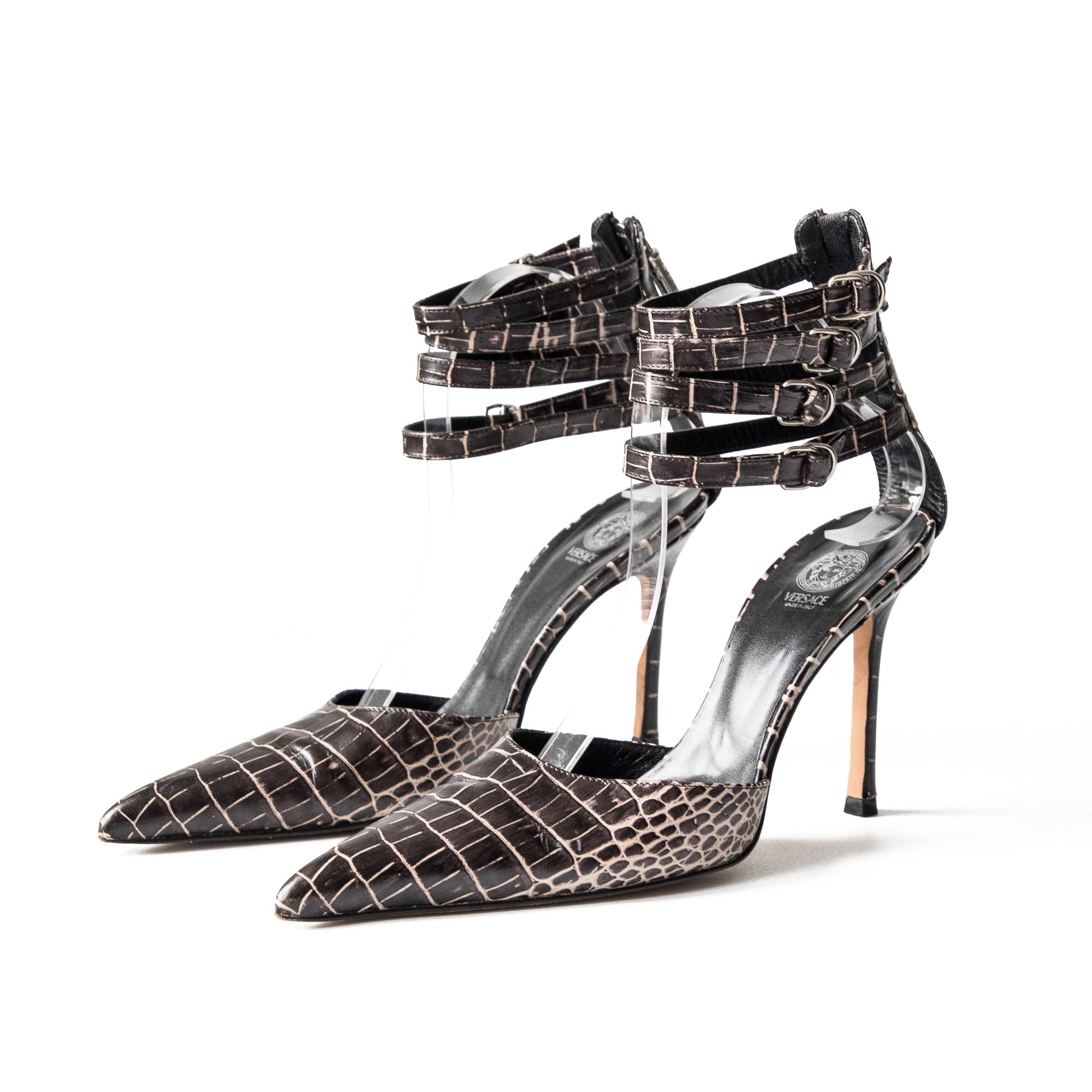 Image of Versace 2003 Crocodile Pointed Heels