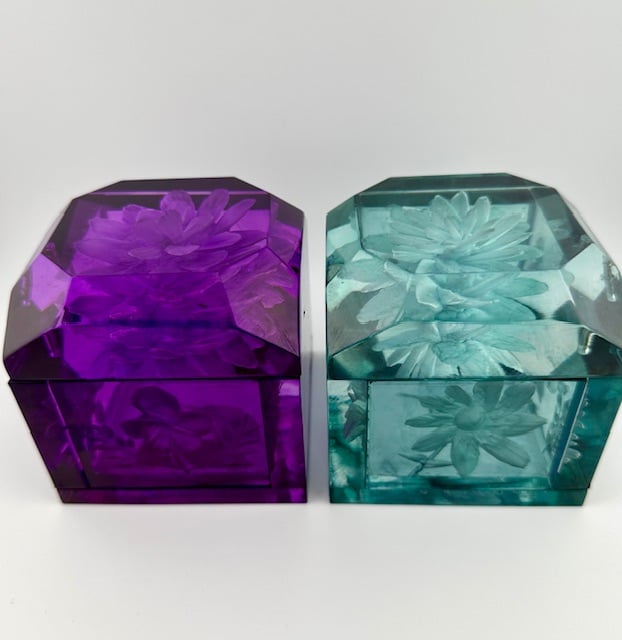 Image of New Jumbo Mini Lucite Boxes (Royal Purple and Seafoam Green)