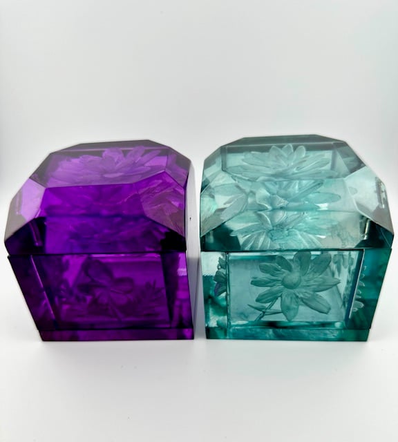 Image of New Jumbo Mini Lucite Boxes (Royal Purple and Seafoam Green)