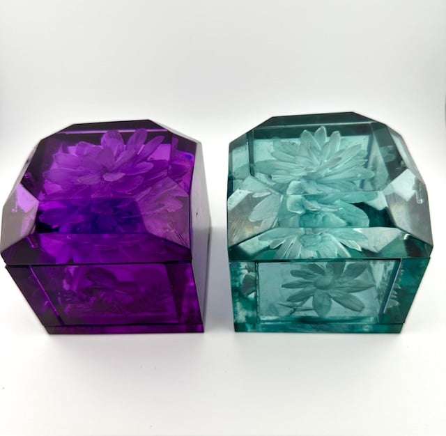 Image of New Jumbo Mini Lucite Boxes (Royal Purple and Seafoam Green)