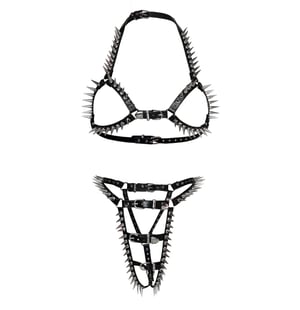 Image of MADE TO ORDER - Heavy Metal Spiked Bikini Harness Set (Size XS - XL)