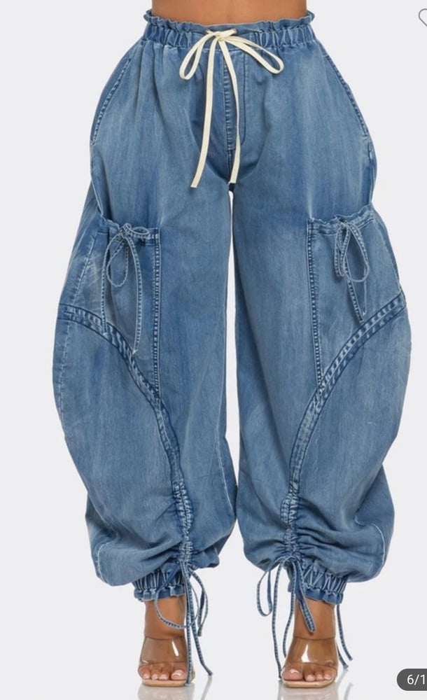 Image of Denim Parachute Pants 