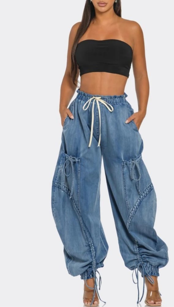 Image of Denim Parachute Pants 