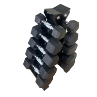 New pair of 5,10,15,20,25 lb rubber dumbbells with rack 