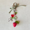 strawberry and leaf keychain