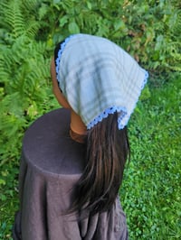 Image 2 of Lace Trimmed Linen Bandana- White & Grey