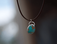 Image 3 of Royston turquoise + leather cord
