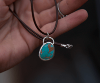 Image 1 of Royston turquoise + leather cord