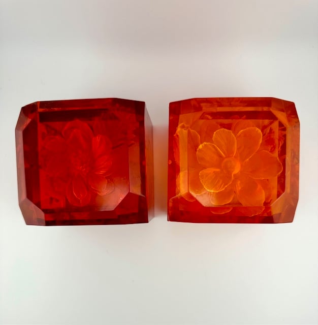 Image of Jumbo Mini Lucite Boxes -  Garnet Red or Orange