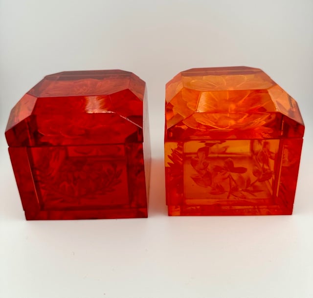 Image of Jumbo Mini Lucite Boxes -  Garnet Red or Orange