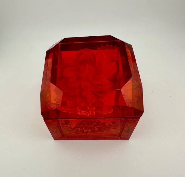 Image of Jumbo Mini Lucite Boxes -  Garnet Red or Orange