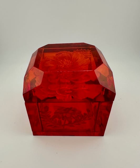 Image of Jumbo Mini Lucite Boxes -  Garnet Red or Orange