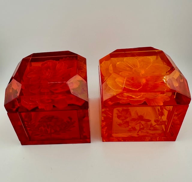 Image of Jumbo Mini Lucite Boxes -  Garnet Red or Orange