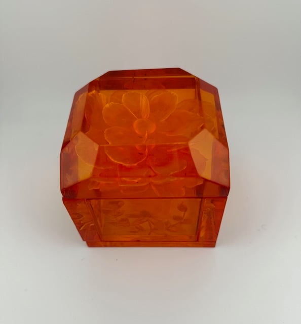 Image of Jumbo Mini Lucite Boxes -  Garnet Red or Orange