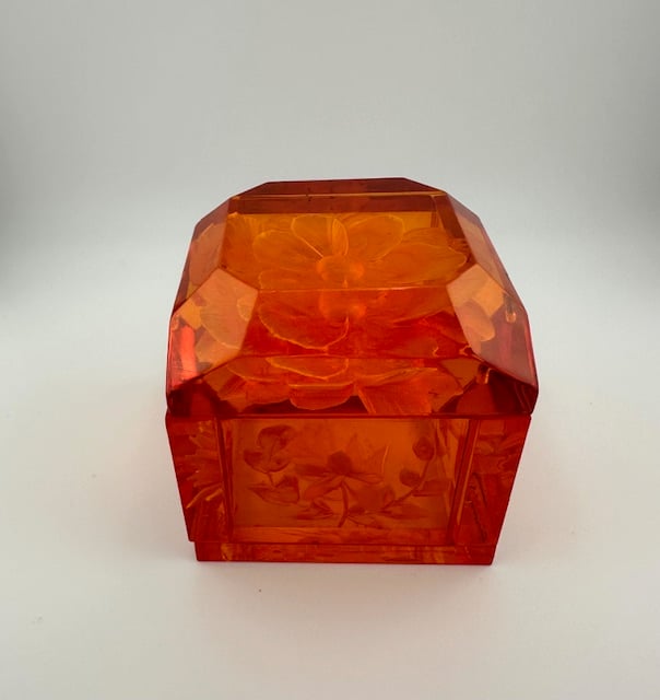 Image of Jumbo Mini Lucite Boxes - Garnet Red or Orange
