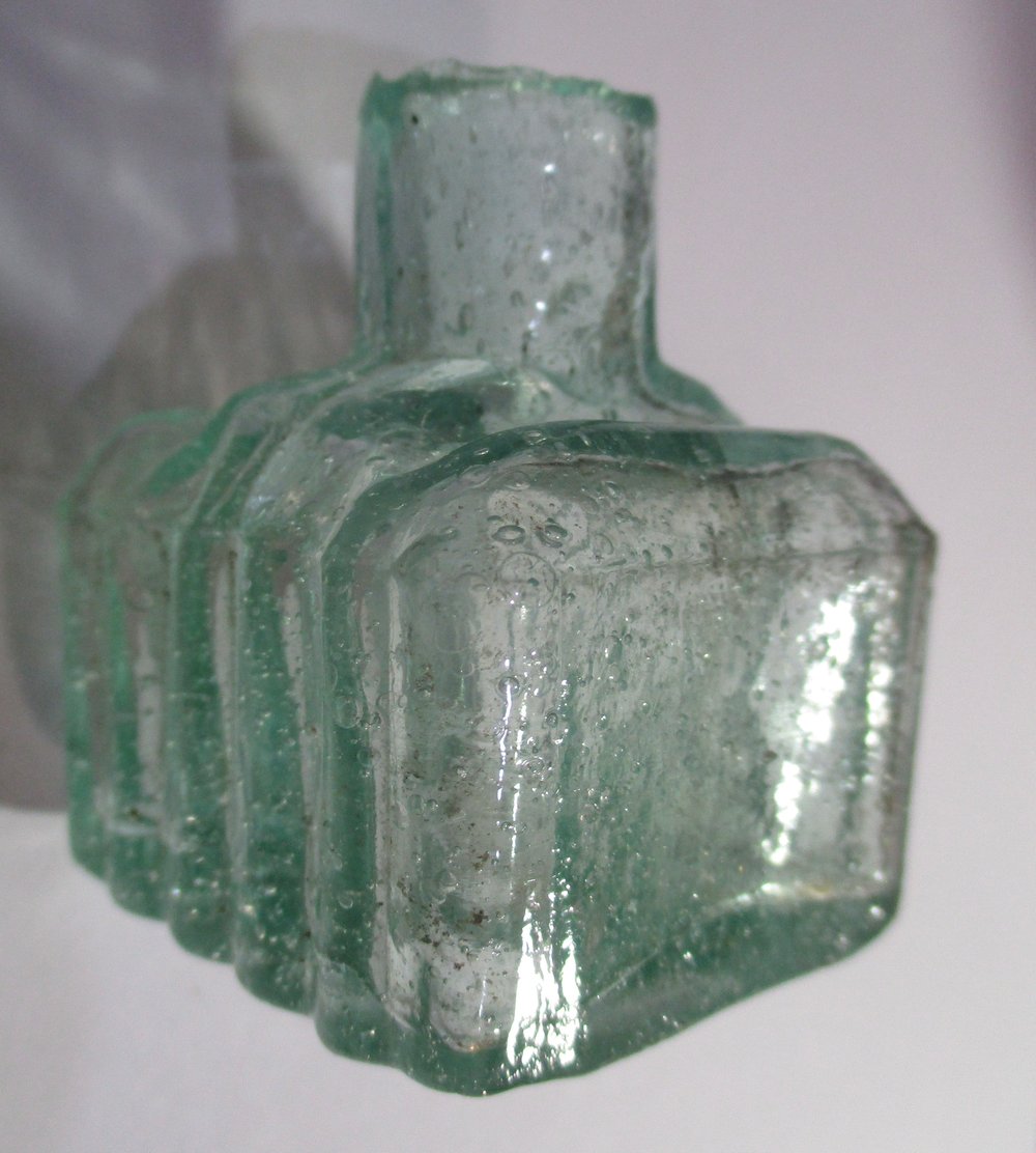 Shipwreck Sale: Civil War Dug Glass Ink Bottle Fancy Ribbed Design